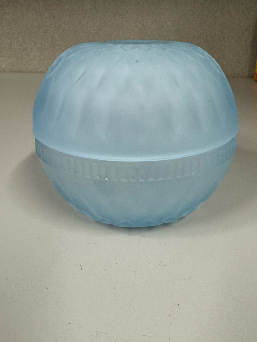 VTG Indiana Glass Frosted Light Blue Satin Diamond Point Fairy Lamp